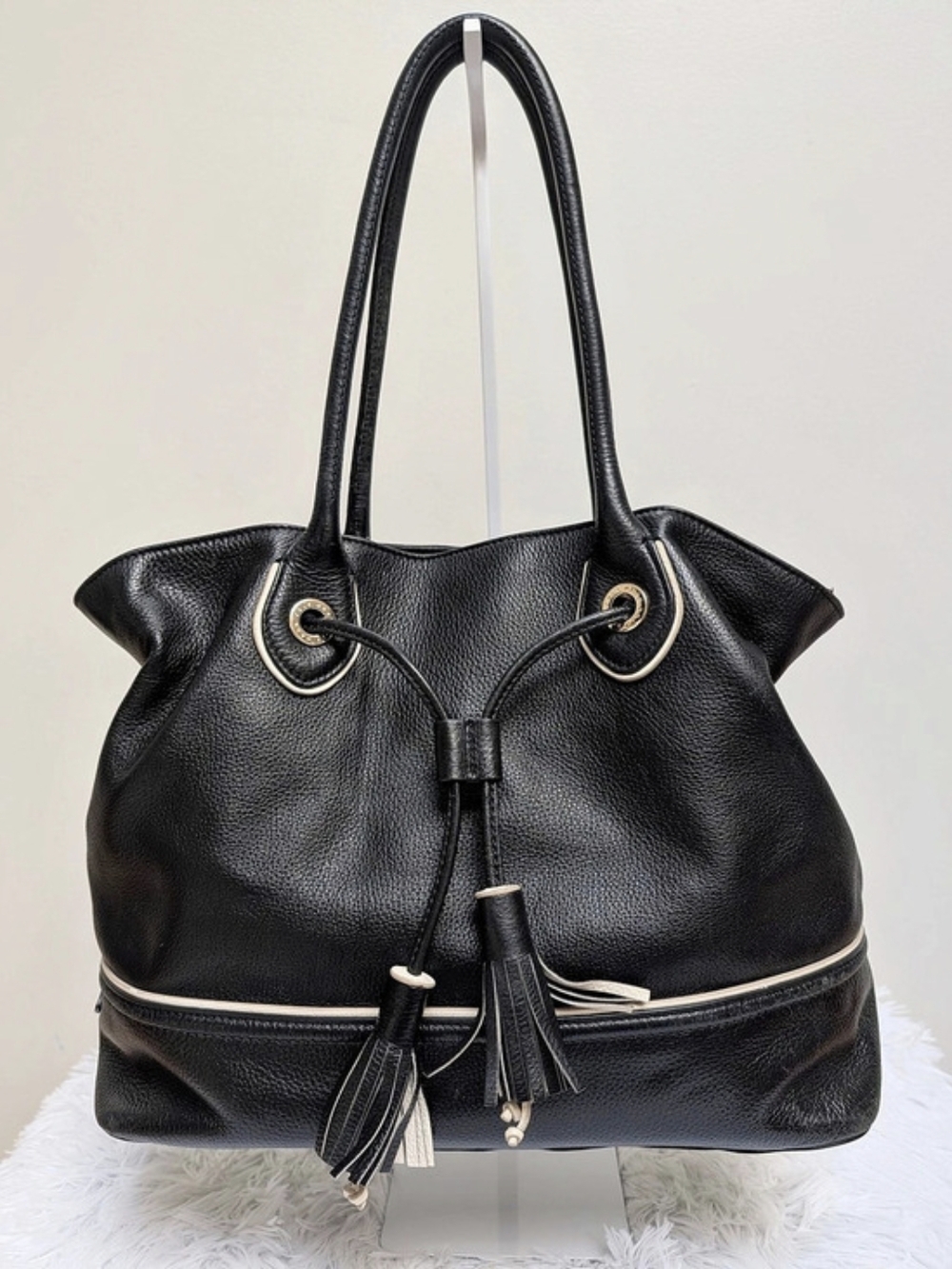 Cole Haan Black Tote Bag with Tassels